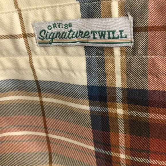 Orvis Men's Plaid Shirt Size M Signature Twill Button Front Long Sleeve - Picture 7 of 8